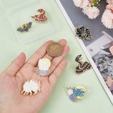 8Pcs 8 Style Animal Enamel Pins, Golden Alloy Brooch, for Backpack Clothes, Fox/Wolf/Bat/Snake, Mixed Shapes, 15~33x27~31mm, 1pc/style