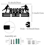 Acrylic Medal Holder, Medals Display Hanger Rack, with Hanger Hooks, Medal Holder Frame, Rectangle with Word RUGBY, Black, 116x290x10mm