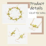 Plastic Pearl Beaded Flower of Life Dangle Earrings & Link Chain Bracelet & Pendant Necklace, Alloy Jewelry for Women, Yellow Green, 48~70mm, Pin: 0.6mm, 6-3/8 inch(16.3cm), 15 inch(38.2cm)