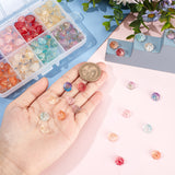 160Pcs 8 Colors Two Tone Transparent Spray Painted Glass Beads, with Golden Foil, Seedpod of the Lotus, Mixed Color, 11x6mm, Hole: 1.4mm, 20Pcs/color