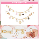 Alloy Enamel Pendant Decorative Purse Chains, with Swivel Clasps, Flower & Heart, Mixed Color, 20~20.5cm, 2 style, 2pcs/style, 4pcs/set