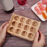 12 Round Holes Bamboo Shot Glasses Holders, Beer Wine Glasses Organizer Rack for Family Party Bar Pub, Rectangle, Sandy Brown, 115x170x65mm