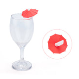 Silicone Wine Glass Charms Sets, Drink Markers, Random Color Umbrella, Mixed Color, 42x42x33mm, 6pcs/set