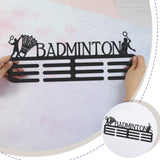 Fashion Iron Medal Hanger Holder Display Wall Rack, with Screws, Word Badminton, Sports Themed Pattern, 150x400mm