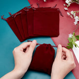 Rectangle Velvet Pouches, Candy Gift Bags Christmas Party Wedding Favors Bags, Dark Red, 12x10cm