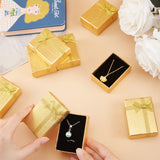 Cardboard Necklace Boxes, with Ribbon Bowknot and Sponge Inside, Rectangle, Gold, 7x5x2.5cm