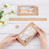 Foldable Creative Kraft Paper Box, Wedding Favor Boxes, Favour Box, Paper Gift Box, with PVC Clear Window, Rectangle, BurlyWood, 17.5x9x1.5cm