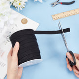 25M Flat Cotton Hollow Cord, Waist Cap Rope, for Clothing, with 1Pc Plastic Empty Spools, Black, 15x1.5mm, about 27.34 Yards(25m)/Roll