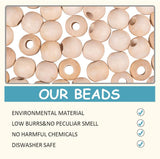 Unfinished Wood Beads, Natural Wooden Loose Beads Spacer Beads, Large Hole Beads, Round, Antique White, 24~25x21~22.5mm, Hole: 9~10mm