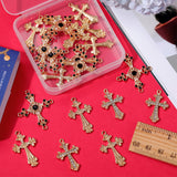 DIY Cross Jewelry Making Finding Kit, Including 24Pcs 3 Styles Alloy Rhinestone Pendants & Chandelier Component Links, Light Gold, 28.5~36.5x19~30x2~3.5mm, Hole: 1.5~2mm, 8Pcs/style