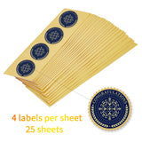 Self Adhesive Gold Foil Embossed Stickers, Medal Decoration Sticker, Flat Round, Flower Pattern, 5x5cm