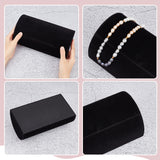 Half Round Bar Velvet Cloth Cover Cardboard Bracelet Display Stands, Tabletop Bracelet Organizer Holder, Black, 12.1x21.8x7.6cm