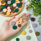 144Pcs 12 Styles Spray Painted Natural Wood Beads, Flat Round, Mixed Color, 15~20x4~5mm, Hole: 1.8~2mm, 12pcs/style