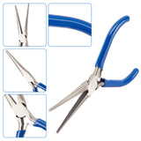 45# Carbon Steel Long Chain Nose Pliers, Hand Tools, Polishing, Royal Blue, Stainless Steel Color, 14x7.6x0.9cm, 1pc/set