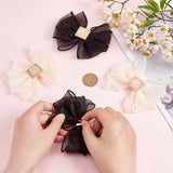 4Pcs 2 Colors Polyester Tulle Bowknot Shoe Decorations, Detachable Shoe Buckle Clips, with Light Gold Plated Iron Findings, Mixed Color, 99x108x13mm, 2pcs/color