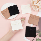 6Pcs 3 Colors Velvet Storage Bag, with Iron Snap Button, Rectangle, Mixed Color, 8.3x8cm, 2pcs/color