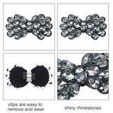 2Pcs Alloy Rhinestone Shoe Decorations, Detachable Shoe Buckle Clips, Bowknot, Greige, 45x84x12.5mm