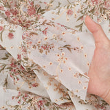 Embroidered Flowers Chiffon Fabric, Garment Accessories, Floral White, 154x0.04cm, about 2 yards/pc