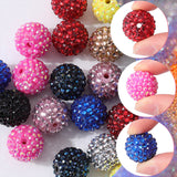 40Pcs 10 Style Round Resin Rhinestone Graduated Beads, with UV Plating Acrylic Round Beads Inside, Chunky Bubblegum Ball Beads, Mixed Color, 18~20mm, Hole: 2~2.5mm, 4Pcs/style