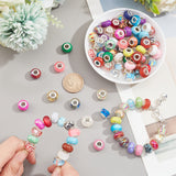 100Pcs 5 Styles Resin & Acrylic European Beads, Large Hole Beads, with Silver Color Plated Brass Cores, Faceted, Rondelle, Mixed Color, 13~14x8~9.5mm, Hole: 4.8~5mm, 20pcs/style