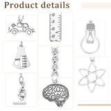 8 Pairs 8 Style Medicine Theme Alloy Dangle Earrings for Women, Vehicle & Body & Bottle & Microscope, Antique Silver, 38~59.5mm, Pin: 0.6mm, 1 Pair/style