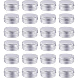 Round Aluminium Tin Cans, Aluminium Jar, Storage Containers for Cosmetic, Candles, Candies, with Screw Top Lid, Platinum, 3.55x1.8cm, Capacity: 10ml, 24pcs/set