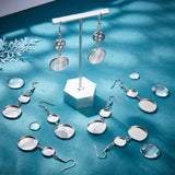 12 Pair Glass Blank Dome Dangle Earrings, Flat Round 304 Stainless Steel Earrings, Stainless Steel Color, 69mm, Pin: 0.7mm