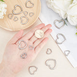 304 Stainless Steel Linking Rings, Heart, Stainless Steel Color, 28.5x32x2.5mm, Inner Diameter: 17x24mm, 16pcs/box