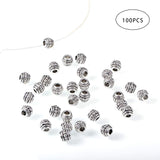 Tibetan Silver Alloy Beads, Barrel, Antique Silver, 8x6.5mm, Hole: 3.5mm, 100pcs/box