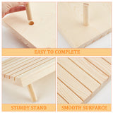 7-Slot Wooden Place Card Display Stands, for Postcards, Earring Display Cards Holder, Undyed, Rectangle, Bisque, 29x19x2cm, about 3pcs/set