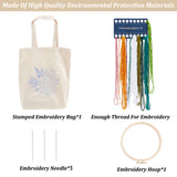 DIY Flower Pattern Tote Bag Embroidery Making Kit, Including Embroidery Needles & Thread, Cotton Cloth Bag, Plastic Embroidery Frame, White, 615mm