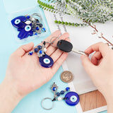 4Pcs 4 Style Natural Lapis Lazuli & Freshwater Pearl Bead Keychain, Evil Eye Keychain, with 304 Stainless Steel Findings, Heart & Teardrop & Flat Round & Hamsa Hand, Blue, 7.4~92cm, 1pc/style