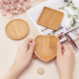 3Pcs 3 Style Wooden Mosaic Coaster Base Bottom Embryo, Flat Round & Heart & Square, DIY Mosaic Cup Mat Material Accessories, Sandy Brown, 90~100x90~100x9~10mm, Inner Diameter: 80~94mm, 1pc/style