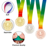 3Pcs 3 Colors Zinc Alloy Medal, with Polyester Lanyard, Flat Round with Trophy, Mixed Color, 505mm, 1pc/color