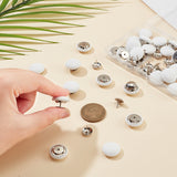 32 Sets Cloth Cap Nail Button, with Iron Rivet, Hat Accessories, White, Button: 17x7mm, Hole: 1mm, Rivet: 11x3mm, Pin: 1mm