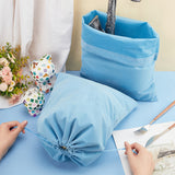 Rectangle Velvet Packing Drawstring Pouches, Jewelry Storage Gift Bags, Light Sky Blue, 40x30.5x0.3cm