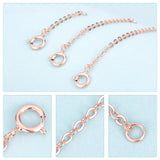 3Pcs 3 Style 925 Sterling Silver Chain Extender, Cable Chains with Spring Ring Clasps for End Chains, Rose Gold, 32~81mm, 1Pc/style