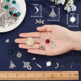 DIY Alloy with Glass Charm Earring Making Kit, Including Alloy Pendants & Links & Cabochon Settings, Glass Cabochons, Brass Earring Hooks & Jump Ring, Antique Silver & Platinum, Cabochons: 20Pcs