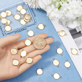 30Pcs 304 Stainless Steel Cabochon Connector Settings, Plain Edge Bezel Cups, Flat Round, Real 18K Gold Plated, Tray: 12mm, 21.5x14x2mm, Hole: 2.4mm