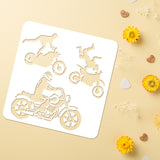 2Pcs 2 Styles PET Hollow Out Drawing Painting Stencils, for DIY Scrapbook, Photo Album, Motorbike, 300x300mm, 1pc/style