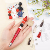 DIY Halloween Beadable Pen Making Kit, Inculidng Silicone Round & Bat & Brass Rhinestone Beads, Faux Suede Tassel Pendant, ABS Plastic Ball-Point Pen, Mixed Color, 176Pcs/bag