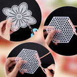 40pcs 10 styles Flower & Butterfly & Hexagon Plastic Mesh Canvas Sheets, for Embroidery, Acrylic Yarn Crafting, Knit and Crochet Projects, White, 11.2~138x11.2~85x1.4~1.5mm, Hole: 4x4mm, 4pcs/style