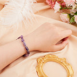 Natural Amethyst Column Beaded Stretch Bracelet, Gemstone Jewelry for Women, Inner Diameter: 2-1/8 inch(5.4cm), 1Pc/set