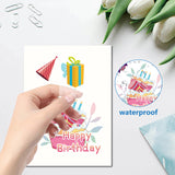 8 Sheets 8 Styles Birthday Cake PVC Waterproof Wall Stickers, Self-Adhesive Decals, for Window or Stairway Home Decoration, Rectangle, Food, 200x145mm, about 1 sheets/style