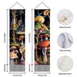 Polyester Decorative Wall Tapestrys, for Home Decoration, with Wood Bar, Rope, Rectangle, Mushroom Pattern, 1300x330mm
