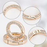 16Pcs 4 Styles Alloy Crystal Rhinestone Spring Gate Rings, Ring Shape, Platinum & Golden, 28.5~34x5mm, Inner Diameter: 19~24.5mm, 4pcs/style