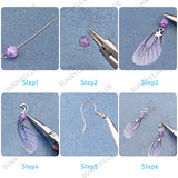 DIY Earring Making Kit, Including Glass Beads, Brass Earring Hooks, Eye Pins, Flat Head Pins, Iron Jump Rings, Organza Wings, Polyester Wings, Alloy Pendants, Brass Linking Rings, Mixed Color, 82x25.5mm, Hole: 0.6mm