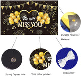 Polyester Hanging Banner Sign, Party Decoration Supplies Celebration Backdrop, WE WILL MISS YOU, Black, 180x110cm