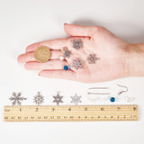 DIY Earring Making, with Tibetan Style Alloy Pendants, Glass Beads, Brass Earring Hooks, Iron Eye Pin and Iron Head Pins, Snowflake, Mixed Color, 11x7x3cm