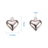 Silver Brass Heart Shape Charms Nickel Free Size 13x11.5x4.5mm for Jewelry Making, about 50pcs/bag